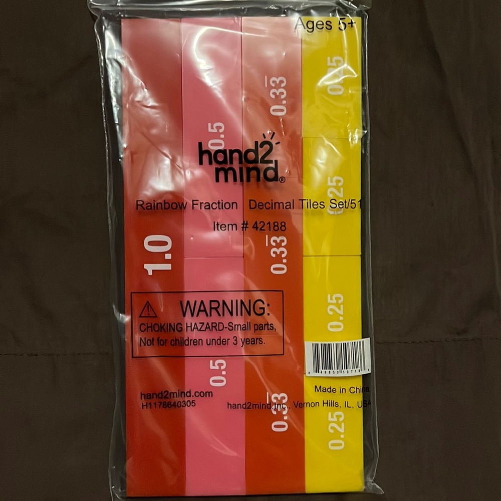 Hand2Mind Rainbow Fraction Decimal Tiles